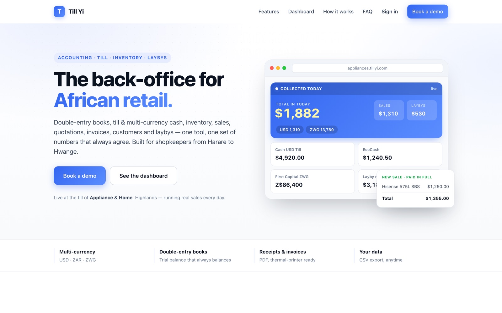 Till Yi — the back-office for African retail, live till dashboard